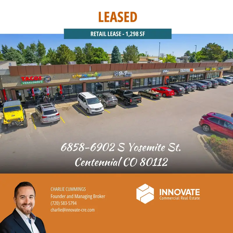 Commercial property at 6858-690 S Yosemite St., Centennial, CO, leased by Innovate Commercial Real Estate, a commercial real estate broker in Centennial, Colorado