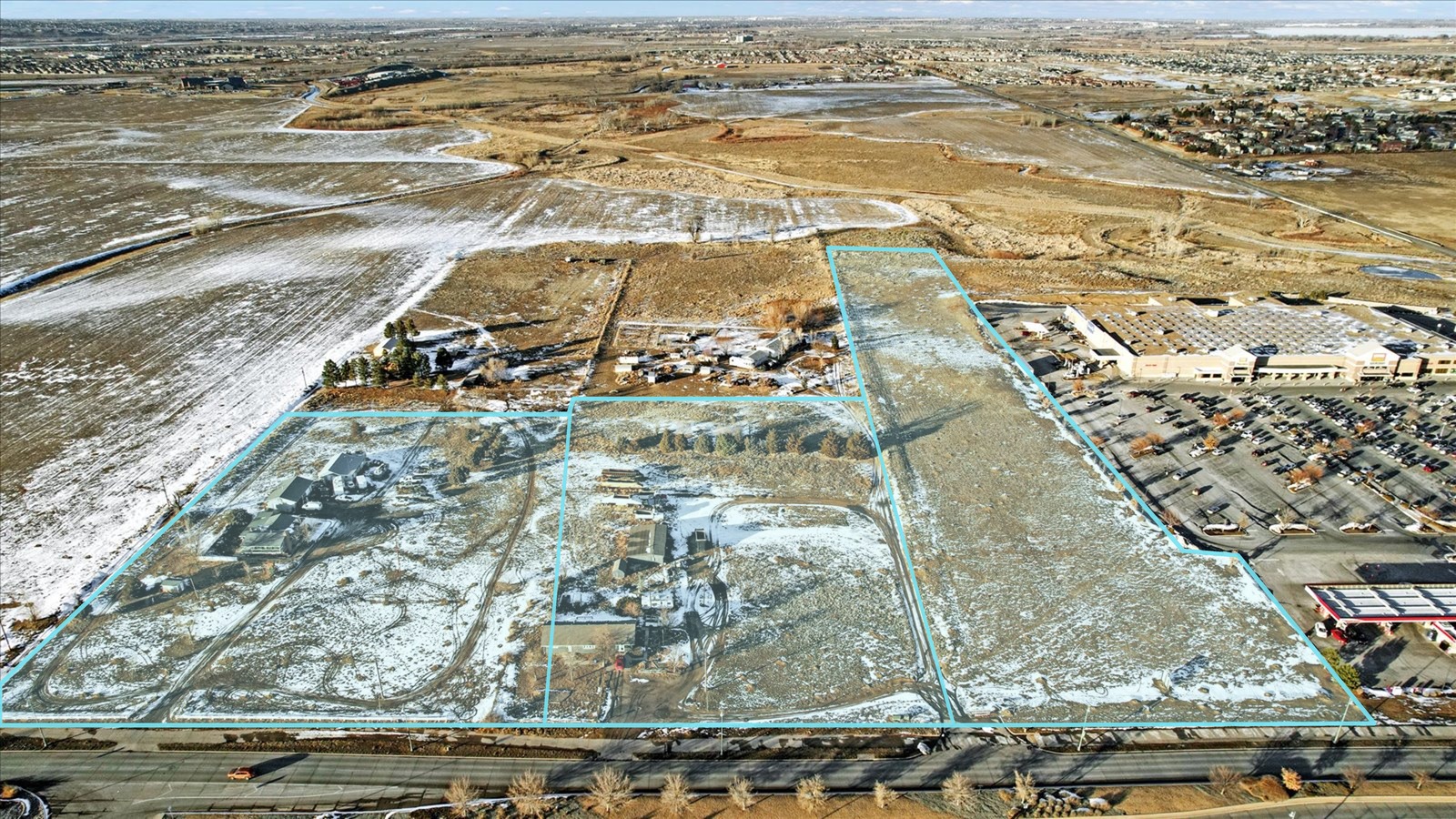 E 104th Avenue & Chambers Road, three parcels outlined